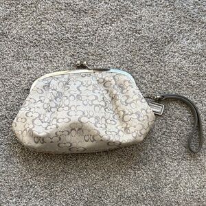 Coach Signature Pattern Wristlet Clutch